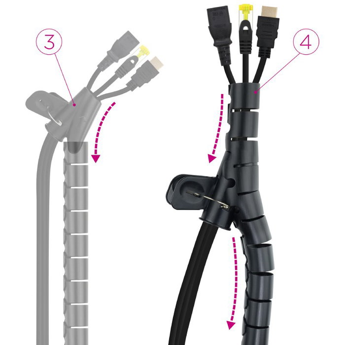 Nanocable Organizador de Cables Flexible 25mm Negro 2m
